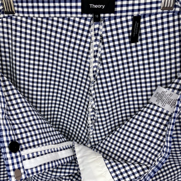 Theory Navy & White Gingham Skinny Pants - Picture 6 of 8
